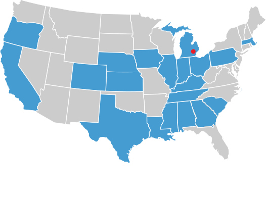 US States in which Maeda has completed projects